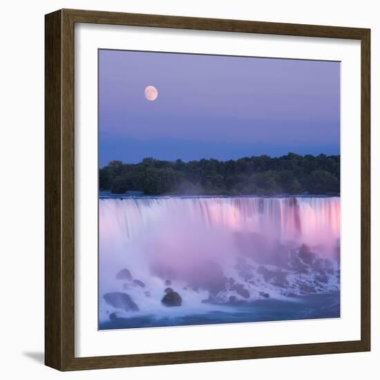 Usa, New York, Moon over American Falls at Dusk-Darwin Wiggett-Framed Photographic Print