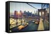 Usa, New York, New York City, Brooklyn Bridge-Michele Falzone-Framed Stretched Canvas