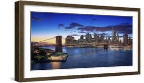 Usa, New York, New York City, Lower Manhattan and Brookly Bridge-Michele Falzone-Framed Photographic Print