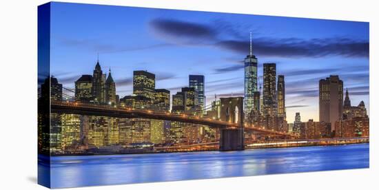 Usa, New York, New York City, Lower Manhattan and Brooklyn Bridge-Michele Falzone-Stretched Canvas