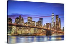 Usa, New York, New York City, Lower Manhattan and Brooklyn Bridge-Michele Falzone-Stretched Canvas