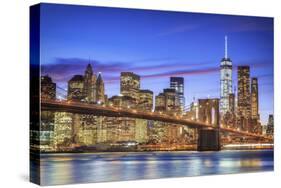 Usa, New York, New York City, Lower Manhattan and Brooklyn Bridge-Michele Falzone-Stretched Canvas