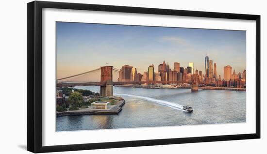 Usa, New York, New York City, Lower Manhattan and Brooklyn Bridge-Michele Falzone-Framed Photographic Print