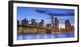 Usa, New York, New York City, Lower Manhattan and Brooklyn Bridge-Michele Falzone-Framed Photographic Print