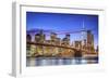 Usa, New York, New York City, Lower Manhattan and Brooklyn Bridge-Michele Falzone-Framed Photographic Print