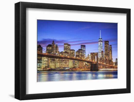 Usa, New York, New York City, Lower Manhattan and Brooklyn Bridge-Michele Falzone-Framed Photographic Print