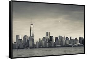 USA, New York, New York City, Lower Manhattan and Freedom Tower, Dusk-Walter Bibikow-Framed Stretched Canvas