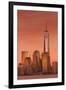 USA, New York, New York City, Lower Manhattan and Freedom Tower, Dusk-Walter Bibikow-Framed Photographic Print