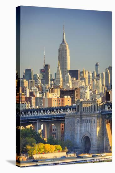 Usa, New York, New York City, Manhattan Bridge and Empire State Building-Michele Falzone-Stretched Canvas