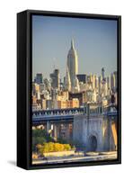 Usa, New York, New York City, Manhattan Bridge and Empire State Building-Michele Falzone-Framed Stretched Canvas