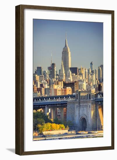 Usa, New York, New York City, Manhattan Bridge and Empire State Building-Michele Falzone-Framed Photographic Print