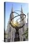 Usa, New York, New York City, Manhattan, Rockefeller Center, Atlas Statue and St Patricks Cathedral-Michele Falzone-Stretched Canvas