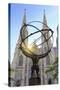 Usa, New York, New York City, Manhattan, Rockefeller Center, Atlas Statue and St Patricks Cathedral-Michele Falzone-Stretched Canvas