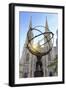 Usa, New York, New York City, Manhattan, Rockefeller Center, Atlas Statue and St Patricks Cathedral-Michele Falzone-Framed Photographic Print