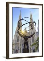 Usa, New York, New York City, Manhattan, Rockefeller Center, Atlas Statue and St Patricks Cathedral-Michele Falzone-Framed Photographic Print