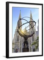 Usa, New York, New York City, Manhattan, Rockefeller Center, Atlas Statue and St Patricks Cathedral-Michele Falzone-Framed Photographic Print