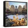 Usa, New York, New York City, Manhattan, Rockefeller Center, Ice Rink-Michele Falzone-Framed Stretched Canvas