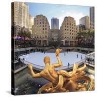 Usa, New York, New York City, Manhattan, Rockefeller Center, Ice Rink-Michele Falzone-Stretched Canvas