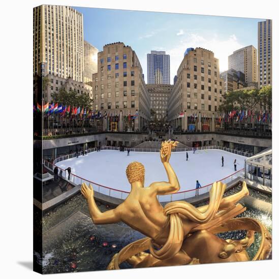 Usa, New York, New York City, Manhattan, Rockefeller Center, Ice Rink-Michele Falzone-Stretched Canvas