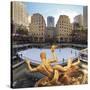 Usa, New York, New York City, Manhattan, Rockefeller Center, Ice Rink-Michele Falzone-Stretched Canvas