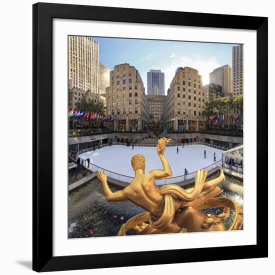 Usa, New York, New York City, Manhattan, Rockefeller Center, Ice Rink-Michele Falzone-Framed Photographic Print