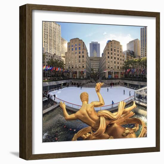 Usa, New York, New York City, Manhattan, Rockefeller Center, Ice Rink-Michele Falzone-Framed Photographic Print