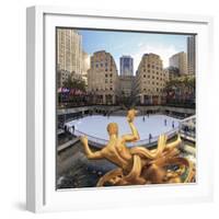 Usa, New York, New York City, Manhattan, Rockefeller Center, Ice Rink-Michele Falzone-Framed Photographic Print