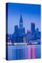 USA, New York, New York City, Midtown Manhattan from Weehawken, New Jersey, Dawn-Walter Bibikow-Stretched Canvas