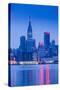 USA, New York, New York City, Midtown Manhattan from Weehawken, New Jersey, Dawn-Walter Bibikow-Stretched Canvas