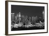 USA, New York, New York City, Panoramic view of the West side skyline at night (Black And White)-null-Framed Photographic Print