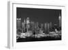 USA, New York, New York City, Panoramic view of the West side skyline at night (Black And White)-null-Framed Photographic Print