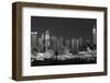 USA, New York, New York City, Panoramic view of the West side skyline at night (Black And White)-null-Framed Photographic Print