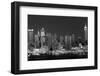 USA, New York, New York City, Panoramic view of the West side skyline at night (Black And White)-null-Framed Photographic Print