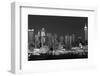 USA, New York, New York City, Panoramic view of the West side skyline at night (Black And White)-null-Framed Photographic Print