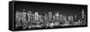 USA, New York, New York City, Panoramic view of the West side skyline at night (Black And White)-null-Framed Stretched Canvas