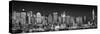 USA, New York, New York City, Panoramic view of the West side skyline at night (Black And White)-null-Stretched Canvas