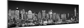 USA, New York, New York City, Panoramic view of the West side skyline at night (Black And White)-null-Mounted Photographic Print