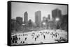 USA, New York, New York City, Skaters at the Wollman Rink-Walter Bibikow-Framed Stretched Canvas