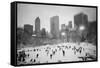 USA, New York, New York City, Skaters at the Wollman Rink-Walter Bibikow-Framed Stretched Canvas