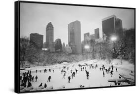 USA, New York, New York City, Skaters at the Wollman Rink-Walter Bibikow-Framed Stretched Canvas
