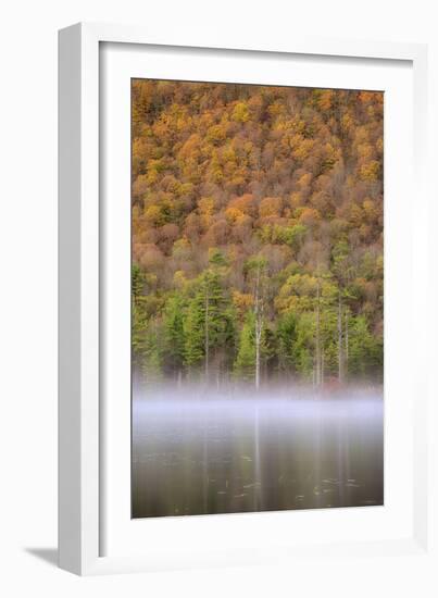 USA, New York State. Autumn foliage and mist on Labrador Pond.-Chris Murray-Framed Photographic Print