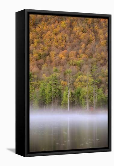 USA, New York State. Autumn foliage and mist on Labrador Pond.-Chris Murray-Framed Stretched Canvas