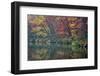 USA, New York State. Autumn trees reflected, Beaver Lake Nature Center.-Chris Murray-Framed Photographic Print