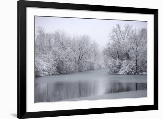 USA, New York State. Winter snowfall on the Erie Canal, Cedar Bay Park.-Chris Murray-Framed Premium Photographic Print