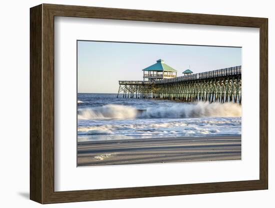 USA, North Carolina. Folly Beach, Surf at the Pier on the Beach-Hollice Looney-Framed Photographic Print