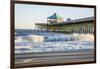 USA, North Carolina. Folly Beach, Surf at the Pier on the Beach-Hollice Looney-Framed Photographic Print