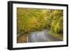 USA, North Carolina. Road Through Autumn-Colored Forest-Don Paulson-Framed Photographic Print