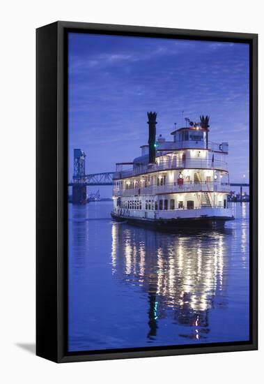 USA, North Carolina, Wilmington, River Boats on the Cape Fear River-Walter Bibikow-Framed Stretched Canvas