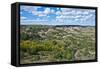 USA, North Dakota, Medora. Theodore Roosevelt National Park, South Unit, Painted Canyon Overlook-Bernard Friel-Framed Stretched Canvas