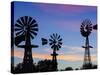 USA, Oklahoma, Elk City, Vintage Farm Windmills-Walter Bibikow-Stretched Canvas